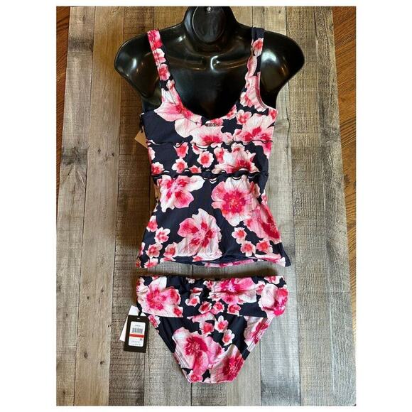 DKNY Women's Navy Floral Tankini Swimsuit Matching Set | XS - Picture 11 of 16